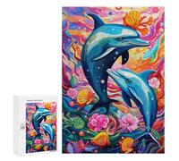 300 PCS Jigsaws for Teenagerss Puzzle Colorful Dolphins Underwater-5 Puzzle for Adults Hands-on Game Difficult Hard Parent-child Interaction 300 PCS