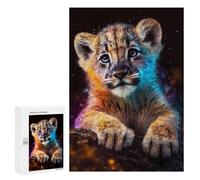 300 PCS Jigsaws for Teenagerss Puzzle Cute Cosmic Lion Cub Jigsaws for Adults Hands-on Game Pattern Assembly Unique Gifts for Birthday And Christmas 300 PCS