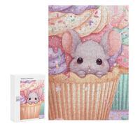 300 PCS Jigsaws for Teenagerss Puzzle Cute Mouse in Cupcake Pastel Colors Jigsaws for Adults Hands-on Game Pattern Assembly Unique Gifts for Birthday And Christmas 300 PCS