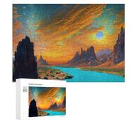 300 PCS Jigsaws for Teenagerss Puzzle Distant Fantasy Landscape Puzzle for Adults Hands-on Game Difficult Hard Parent-child Interaction 300 PCS