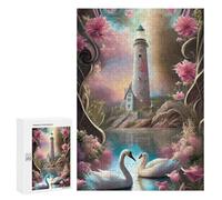 300 PCS Jigsaws for Teenagerss Puzzle Enchanted Lighthouse with Swans Puzzle for Adults Hands-on Game Difficult Hard Parent-child Interaction 300 PCS
