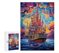 300 PCS Jigsaws for Teenagerss Puzzle Fantasy Castle Ship Puzzle for Adults Hands-on Game Difficult Hard Parent-child Interaction 300 PCS