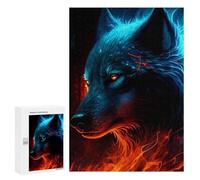 300 PCS Jigsaws for Teenagerss Puzzle Flame Wolf Artwork -3 Jigsaws for Adults Hands-on Game Pattern Assembly Unique Gifts for Birthday And Christmas 300 PCS