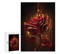 300 PCS Jigsaws for Teenagerss Puzzle Flaming Red Rose Artwork Jigsaws for Adults Hands-on Game Pattern Assembly Unique Gifts for Birthday And Christmas 300 PCS