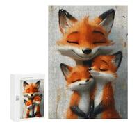 300 PCS Jigsaws for Teenagerss Puzzle Fox Family Hug Jigsaws for Adults Hands-on Game Pattern Assembly Unique Gifts for Birthday And Christmas 300 PCS