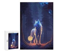 300 PCS Jigsaws for Teenagerss Puzzle Glowing Enchanted Wolf Puzzle for Adults Family Games A Work of Art Parent-child Interaction 300 PCS
