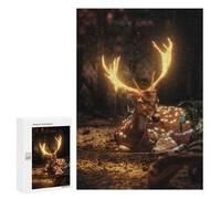 300 PCS Jigsaws for Teenagerss Puzzle Glowing Forest Deer Jigsaws for Adults Hands-on Game Pattern Assembly Unique Gifts for Birthday And Christmas 300 PCS