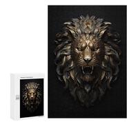 300 PCS Jigsaws for Teenagerss Puzzle Gold Bronze Lion Emblem Jigsaws for Adults Hands-on Game Pattern Assembly Unique Gifts for Birthday And Christmas 300 PCS