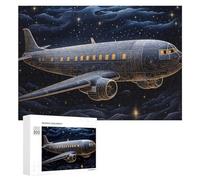 300 PCS Jigsaws for Teenagerss Puzzle Golden Airplane in Starry Sky Puzzle for Adults Hands-on Game Difficult Hard Parent-child Interaction 300 PCS
