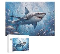 300 PCS Jigsaws for Teenagerss Puzzle Great White Shark Swimming with Fish Puzzle for Adults Hands-on Game Difficult Hard Parent-child Interaction 300 PCS