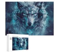 300 PCS Jigsaws for Teenagerss Puzzle Headphones_wolf Puzzle for Adults Hands-on Game Difficult Hard Parent-child Interaction 300 PCS