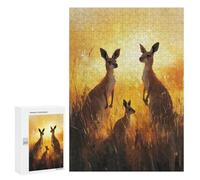 300 PCS Jigsaws for Teenagerss Puzzle Kangaroo Family Sunset Teenagers Puzzles Toy Wall Decor Perfect Decoration Unique Gifts for Birthday And Christmas 300 PCS