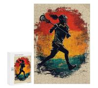 300 PCS Jigsaws for Teenagerss Puzzle Lacrosse Player Silhouette Jigsaws for Adults Hands-on Game Pattern Assembly Unique Gifts for Birthday And Christmas 300 PCS