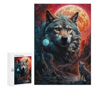 300 PCS Jigsaws for Teenagerss Puzzle Mysterious Moon Lone Wolf Jigsaws for Adults Hands-on Game Pattern Assembly Unique Gifts for Birthday And Christmas 300 PCS