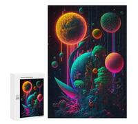 300 PCS Jigsaws for Teenagerss Puzzle Neon Planetary Garden Jigsaws for Adults Relax Games Improve Memory Unique Gifts for Birthday And Christmas 300 PCS