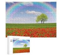 300 PCS Jigsaws for Teenagerss Puzzle Rainbow Over Poppy Field Puzzle for Adults Hands-on Game Difficult Hard Parent-child Interaction 300 PCS
