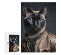 300 PCS Jigsaws for Teenagerss Puzzle Stylish Siamese Cat Portrait Jigsaws for Adults Hands-on Game Pattern Assembly Unique Gifts for Birthday And Christmas 300 PCS