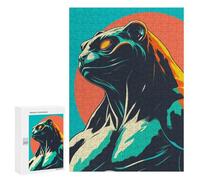 300 PCS Jigsaws for Teenagerss Puzzle Stylized Panther Portrait with Colorful Accents Puzzle for Adults Family Games A Work of Art Parent-child Interaction 300 PCS