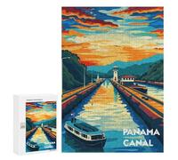 300 PCS Jigsaws for Teenagerss Puzzle Sunset at Panama Canal Puzzle for Adults Family Games A Work of Art Parent-child Interaction 300 PCS