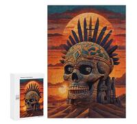 300 PCS Jigsaws for Teenagerss Puzzle Tribal Sunset Skull Jigsaws for Adults Hands-on Game Pattern Assembly Unique Gifts for Birthday And Christmas 300 PCS