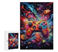 300 PCS Jigsaws for Teenagerss Puzzle Vibrant Gaming Controller Artwork -101 Adult Jigsaw Puzzle Relaxing Games Pattern Assembly Parent-child Interaction 300 PCS