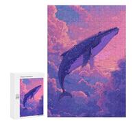 300 PCS Jigsaws for Teenagerss Puzzle Whale Flying on Sky Retro Adult Puzzles Relaxing Games Enhance Memory Parent-child Interaction 300 PCS