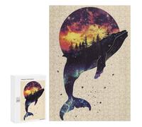 300 PCS Jigsaws for Teenagerss Puzzle Whale Silhouette Galaxy Jigsaws for Adults Hands-on Game Pattern Assembly Unique Gifts for Birthday And Christmas 300 PCS