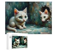 300 PCS Jigsaws for Teenagerss Puzzle Whimsical Kitten Adventure Puzzle for Adults Hands-on Game Difficult Hard Parent-child Interaction 300 PCS