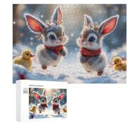 300 PCS Jigsaws for Teenagerss Puzzle Winter Wonderland Bunnies Puzzle for Adults Hands-on Game Difficult Hard Parent-child Interaction 300 PCS