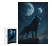 300 PCS Jigsaws for Teenagerss Puzzle Wolf Under The Moonlight Adult Puzzles Relaxing Games Enhance Memory Parent-child Interaction 300 PCS
