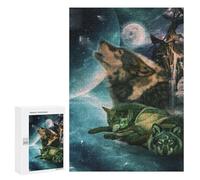 300 PCS Jigsaws for Teenagerss Puzzle Wolves Under The Moonlit Sky Adult Jigsaw Puzzle Toy Wall Decor But Fun And Humorous Parent-child Interaction 300 PCS