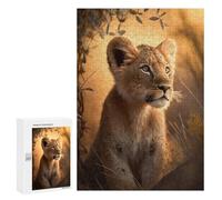 300 PCS Jigsaws for Teenagerss Puzzle Young Lion Cub in Sunlight Jigsaws for Adults Relax Games Improve Memory Unique Gifts for Birthday And Christmas 300 PCS
