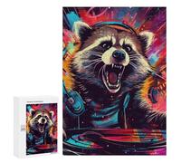 300 PCS Jigsaws for Teenagerss Raccoon DJ Beyond Boundaries Puzzle for Adults Relaxing Games Enhance Memory Gifts for Friends And Family 300 PCS