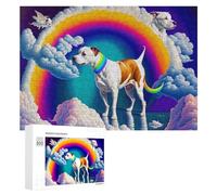 300 PCS Jigsaws for Teenagerss Rainbow Dog in Clouds Puzzle for Adults Relaxing Games Enhance Memory Gifts for Friends And Family 300 PCS
