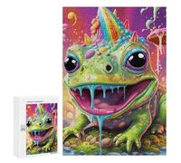 300 PCS Jigsaws for Teenagerss Rainbow Slime Frog Fantasy Jigsaw Puzzle Relaxing Games Difficult Challenge Challenging To Complete 300 PCS