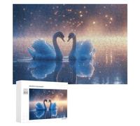 300 PCS Jigsaws for Teenagerss Romantic Swan Sunset Scene Jigsaw Puzzle Relaxing Games Difficult Challenge Challenging To Complete 300 PCS