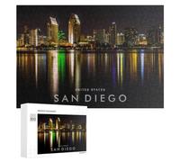 300 PCS Jigsaws for Teenagerss San Diego Skyline Reflections Jigsaw Puzzle Relaxing Games Difficult Challenge Challenging To Complete 300 PCS