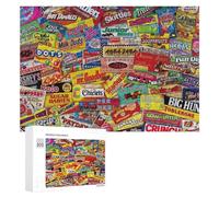 300 PCS Jigsaws for Teenagerss Vintage Candy Packaging Collage Adult Jigsaw Puzzle Toy Wall Decor Precision Cutting Great Gift for Gaming 300 PCS