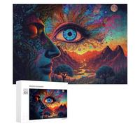 300 PCS Jigsaws for Teenagerss Whimsical Fantasy Landscape with Eye Jigsaw Puzzle Relaxing Games Difficult Challenge Challenging To Complete 300 PCS