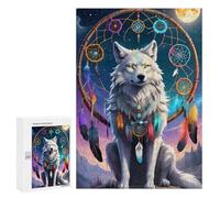 300 PCS Jigsaws for Teenagerss Wolf Spirit Dreamcatcher -2 Jigsaw Puzzle Relaxing Games Difficult Challenge Challenging To Complete 300 PCS