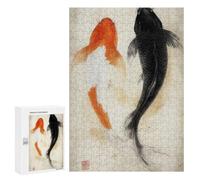 300 PCS Jigsaws Japanese Koi Fish Painting-2 Jigsaws for Adults Puzzle Hand Speed Race Help The Brain Exercise Beautiful Design Game 300 PCS