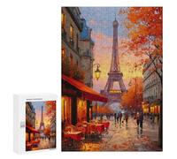 300 PCS Jigsaws Parisian Autumn Eiffel Tower Scene Jigsaws for Adults Puzzle Hand Speed Race Help The Brain Exercise Beautiful Design Game 300 PCS