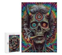 300 PCS Jigsaws Psychedelic Devil Skull Art Print-2 Jigsaws for Adults Puzzle Hand Speed Race Help The Brain Exercise Beautiful Design Game 300 PCS