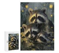300 PCS Jigsaws Raccoons in The Night Jigsaws for Adults Puzzle Hand Speed Race Help The Brain Exercise Beautiful Design Game 300 PCS