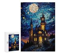 300 PCS Jigsaws Starry Night Castle Mosaic-1 Jigsaws for Adults Puzzle Hand Speed Race Help The Brain Exercise Beautiful Design Game 300 PCS