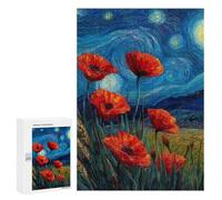 300 PCS Jigsaws Starry Night Poppies -7 Jigsaws for Adults Puzzle Hand Speed Race Help The Brain Exercise Beautiful Design Game 300 PCS