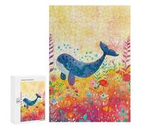 300 PCS Jigsaws Whale in Flower Garden-3 Jigsaws for Adults Puzzle Hand Speed Race Help The Brain Exercise Beautiful Design Game 300 PCS