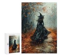 300 PCS Jigsaws Witch in Autumn Forest Jigsaws for Adults Puzzle Hand Speed Race Help The Brain Exercise Beautiful Design Game 300 PCS