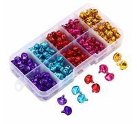 300 Pcs Jingle Bells Craft Bells Colorful Metal Bells 10mm Mini Bells for Crafts, Small DIY Bells with Storage Box for Christmas Decorations Jewelry Making, 6 Colors