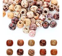 300 Pcs Large Hole Barrel Wood Beads, Macrame Beads, BetterJonny 12mm Multiolors Natural Wooden Spacer Bead Hair Braid Bead for Macrame Rosary Bracelet Jewelry Craft Making